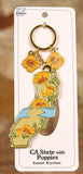Keychain - California State With Poppies