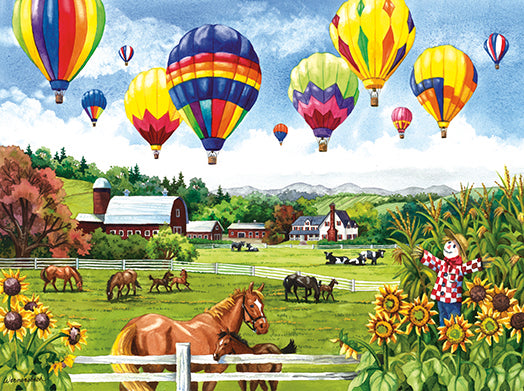 Balloons over Fields 500 Piece Puzzle