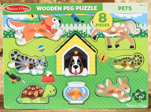 Wooden Peg Puzzle Pets - 8 Pieces