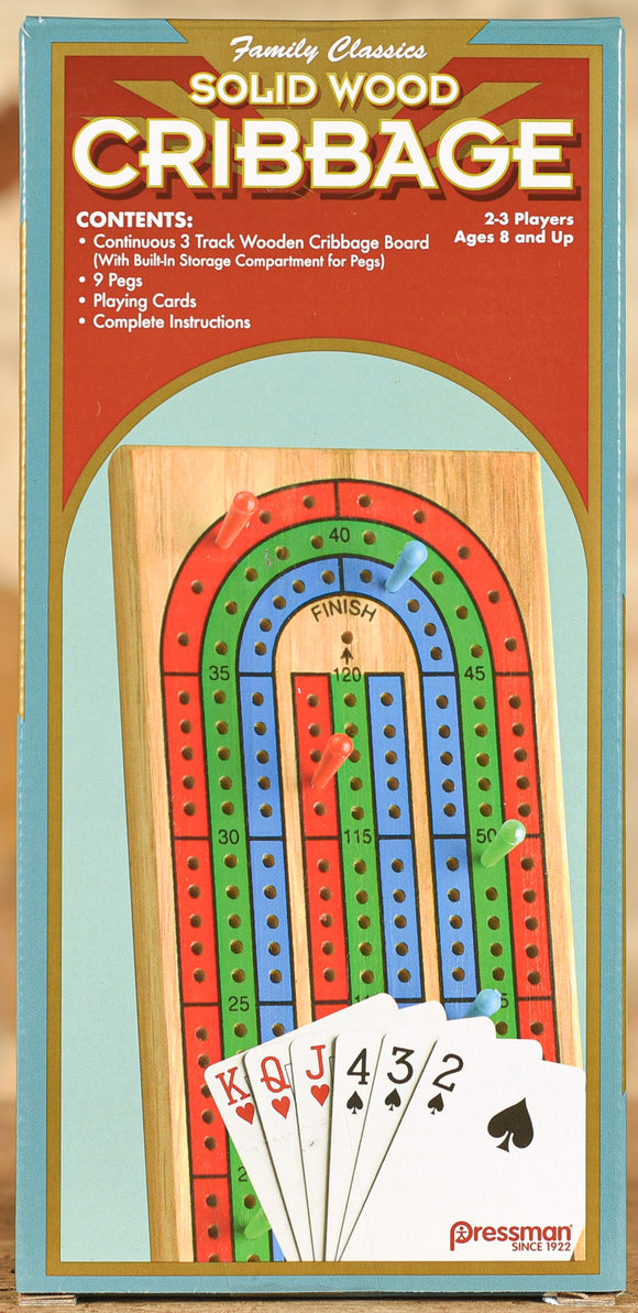 Cribbage - Folding Solid Wood Board With Cards