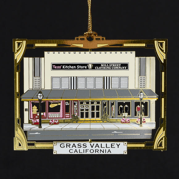 Downtown Grass Valley Ornament - Tess' Kitchen Store & Mill St. Clothing (2018)