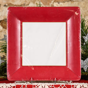 Paper Plates - 10" Square Red Linen