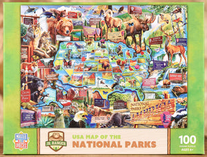 USA Map of the National Parks 100 Piece Puzzle